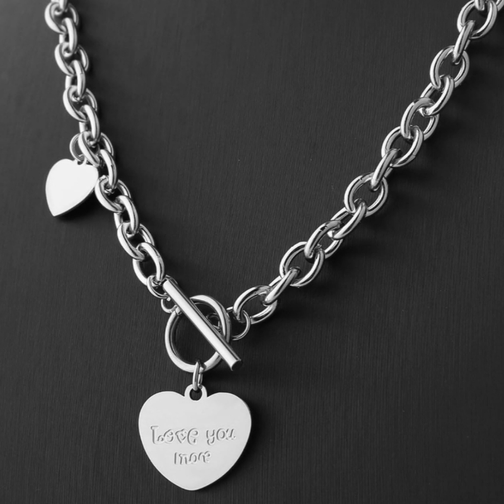 New Engraved love You More heart Necklace 19"